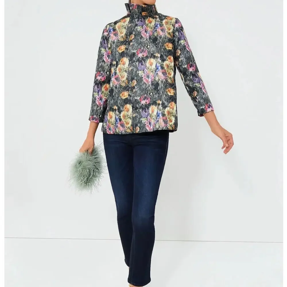 Tuckernuck Midnight Primrose Jacquard Faye Blouse NWT size XXS - Picture 3 of 7